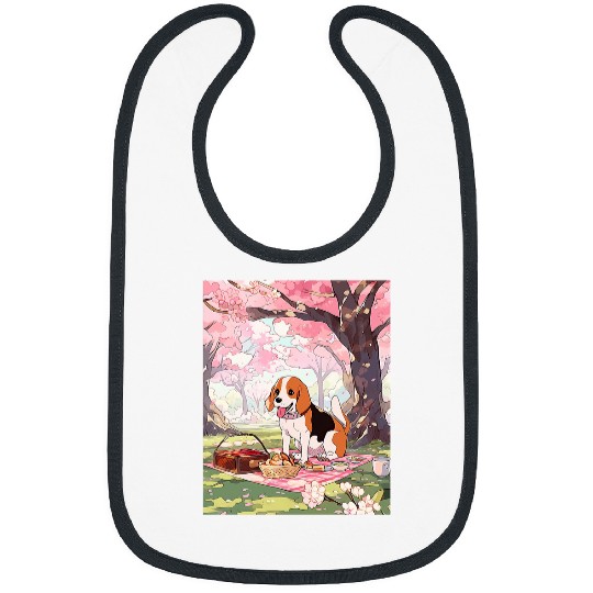 Beagle Cherry Blossom Funny Dog Picnic Bibs