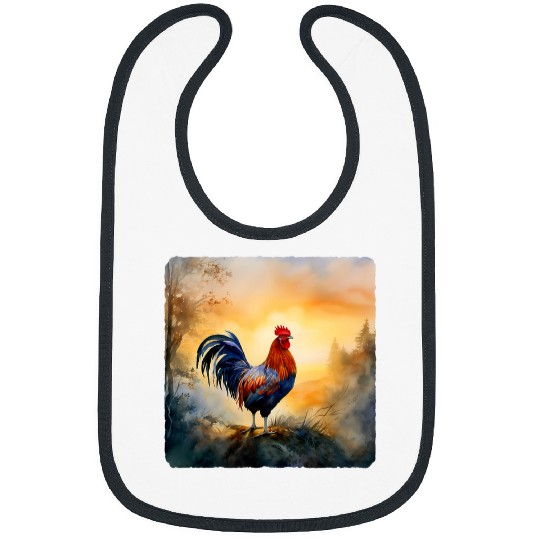 Chicken Lover Rooster Crowing At Sunrise Crowing Rooster At Dawn Morning Bibs