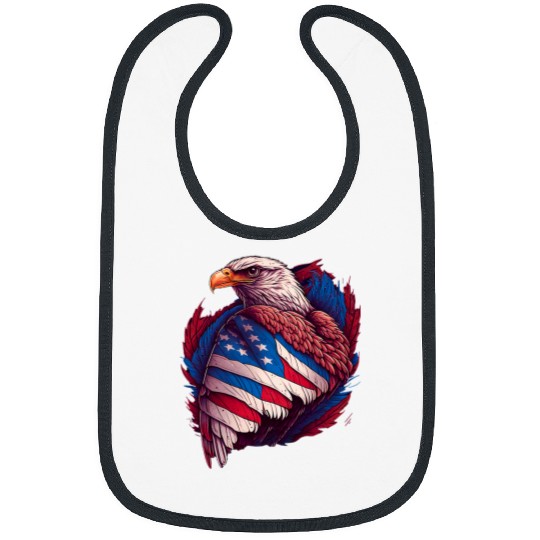 Bald Eagle with American Flag Wings United States Country Bibs