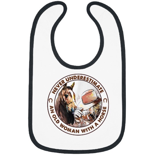 Never Underestimate Old Woman With A Horse Western Cowgirl Bibs