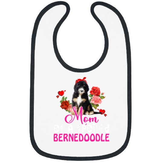 Mom Of A Spoiled Bernedoodle Cute Dog Bow Tie Flowers Bibs