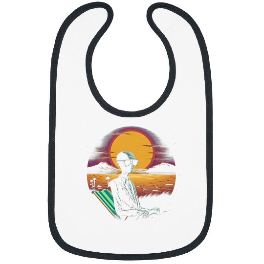 Funny Alien Spy Retro Alien Summer Beach Vibes Bibs