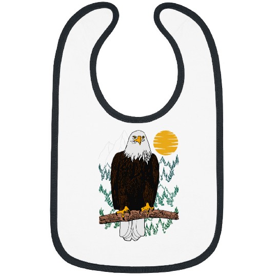 Bald eagle bird forest animal american imprint nature art Bibs