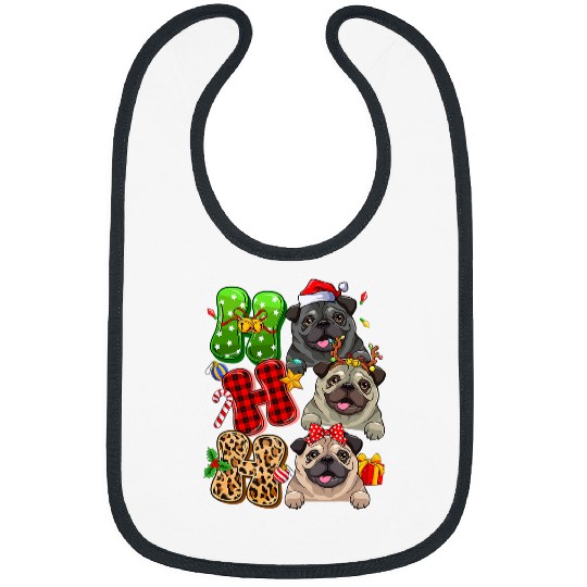 Pug Lover Christmas Ho Ho Ho For Dog Lover Funny xmass 55 Pugs Dog Bibs