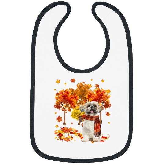 Its Fall Yall Cute Shih Tzu Autumn Tree Fall Leaves 41 Bibs