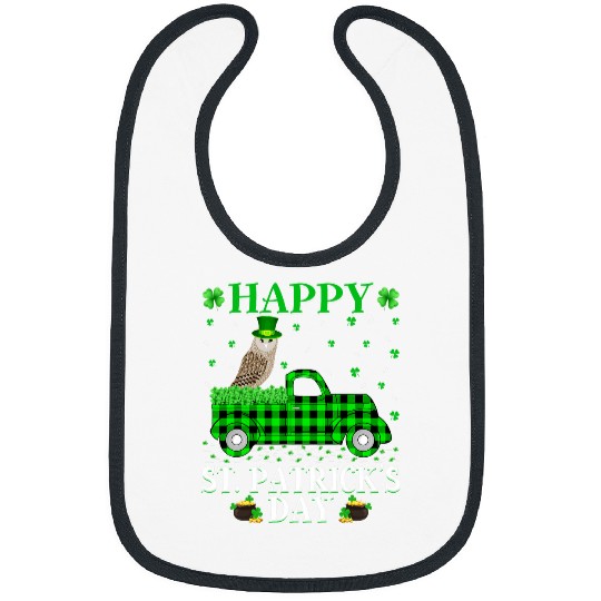 buffalo plaids Green Truck Barn Owl Bird St Patricks Day Bibs