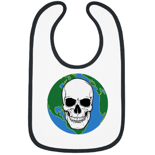 Skeletons Skulls Planet Earth Background with Skull Bibs