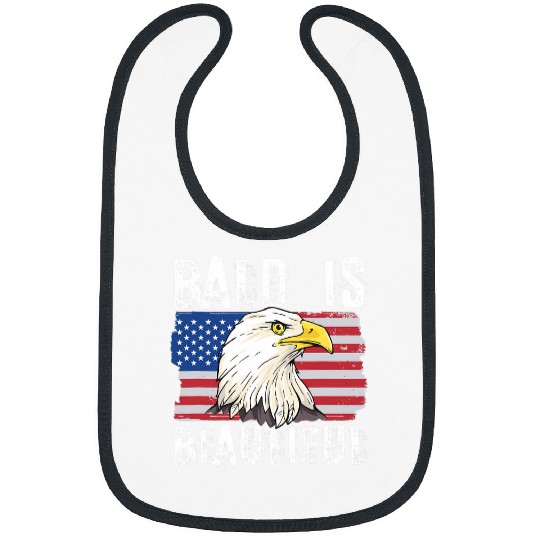 Bald Is Beautiful 4th of July Independence Day Bald Eagle Bibs