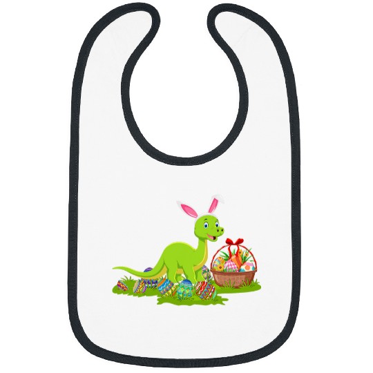 Funny Easter Egg Hunting Bunny Brontosaurus Dinosaur Easter Bibs
