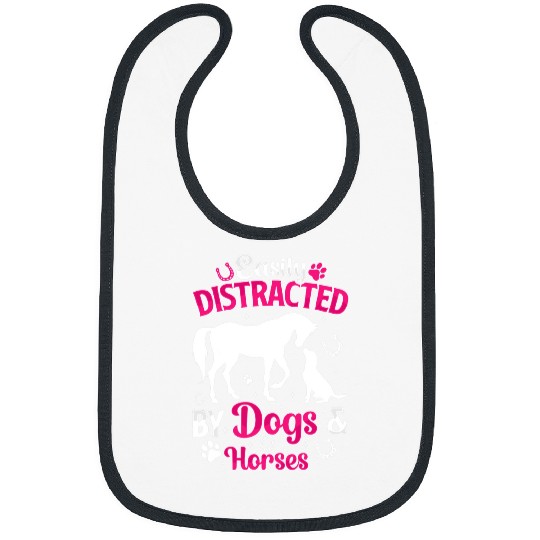 Easily Distracted By Dogs 2Horses Funny Horse Lover Women Bibs