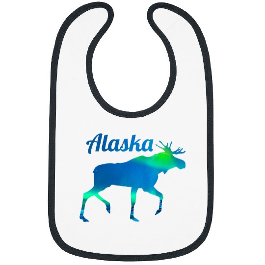 Alaska Moose Souvenir Keepsake Alaskan Northern Lights Adult Bibs