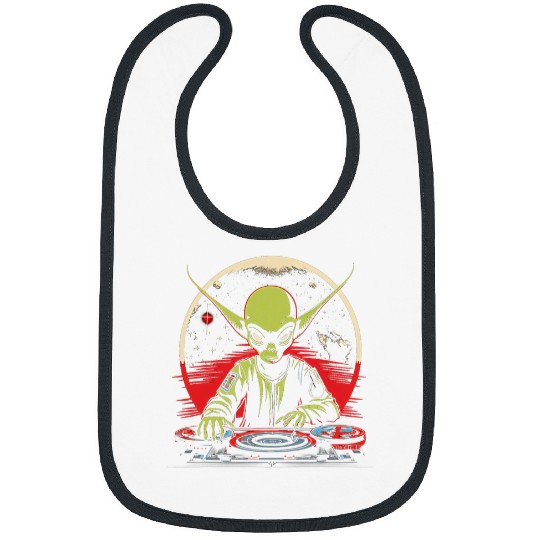 Alien Cool EDM Retro Y2K Alien DJ Mens Funny Graphic 4 Bibs