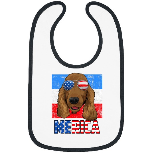 Dog Cocker Spaniel English Cocker Spaniel Dog USA 4th of July American Flag Bibs