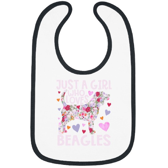 Beagle Just A Girl Who Loves Beagless Dog Flower Floral Bibs