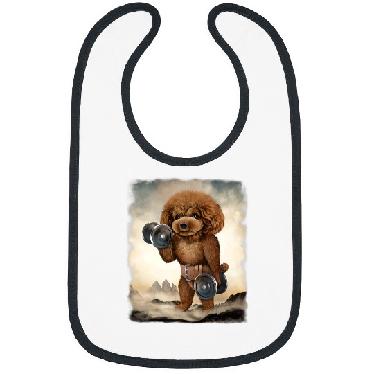 Poodles Muscle Training Weightlifting with Dumbbell Poodle dog Bibs