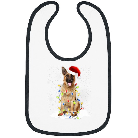 GSD Santa Hat Christmas Lights xmass Funny449 German Shepherd Dog Dog Bibs