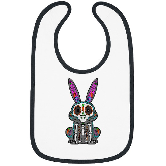 Skeletons Skulls Rabbit Day Of Deads Mexican Bunny Lover Rabbit Sugar Skull Bibs