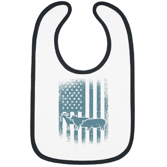Goats Lover Patriotic Farm Animal American Flag Cow Pig Goats Rancher Bibs