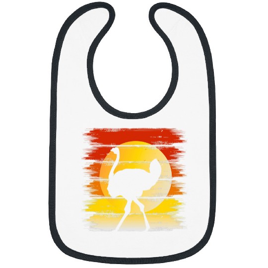 Animal Lover Retro Sunset Allegedly Flightless Bird Ostrich Bibs