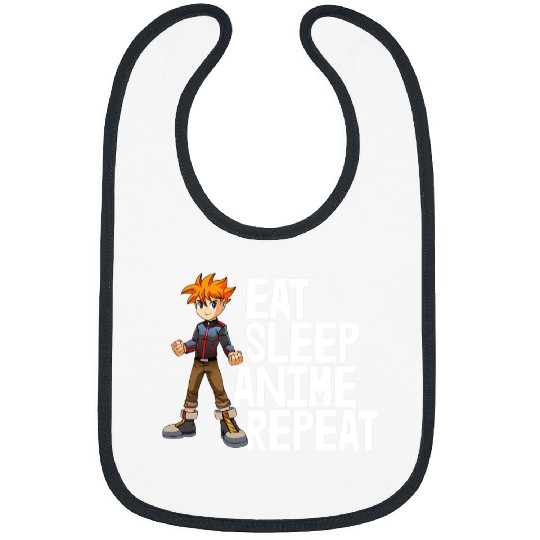 Eat Sleep Anime Repeat Funny Animation Bibs
