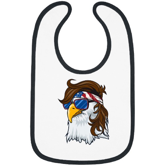 Eagle Mullet Merica  Men 4th Of July American Flag USA Bibs