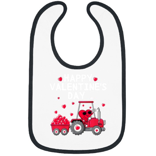 Tractor driving Happy Valentines Day Farmer Tractor Toddlers Boys Bibs