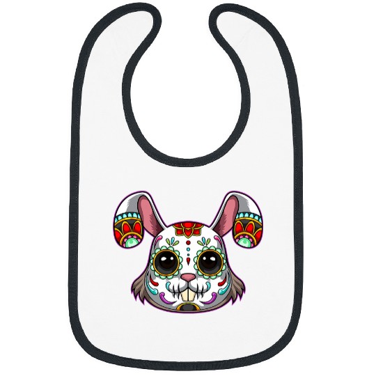 Skeletons Skulls Rabbit Sugar Skulls Funny Day Of The Deads Easter Skull Bibs