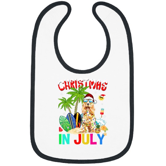 Dog Cocker Spaniel in Santa Hat Sunglasses Christmas In July Bibs