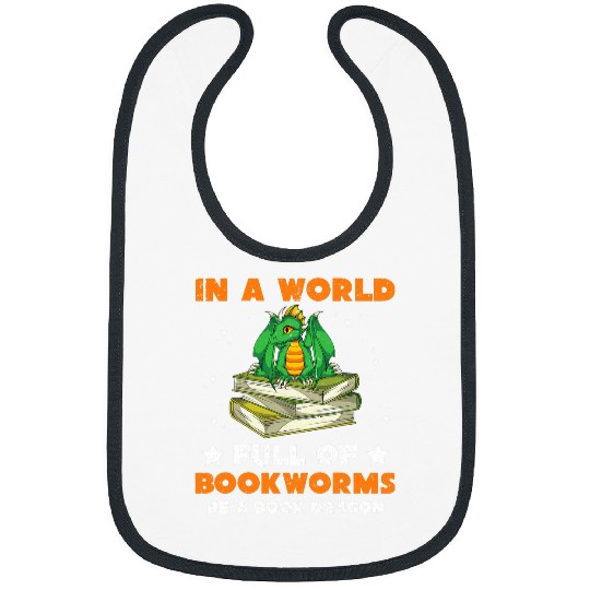 Funny Bookworm Mythical Creature Cute Book Dragon Reading Bibs