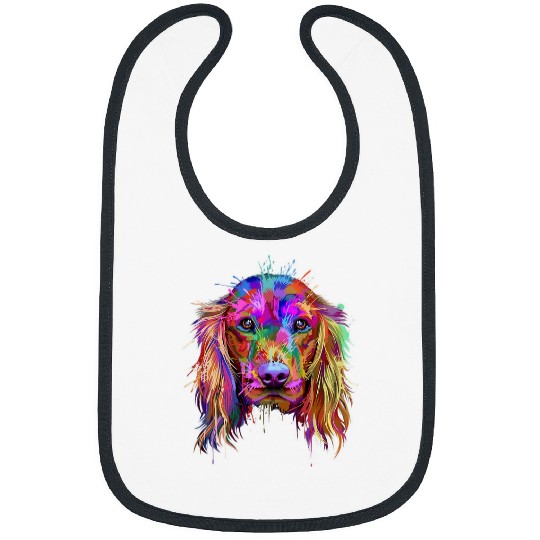 Dog Cocker Spaniel Face Puppy Colorful Pop Art Style Cool Bibs