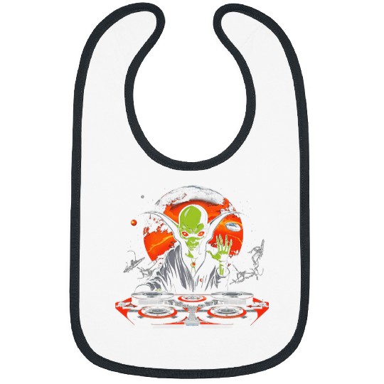Alien Cool EDM Retro Y2K Alien DJ Mens Funny Graphic 12 Bibs