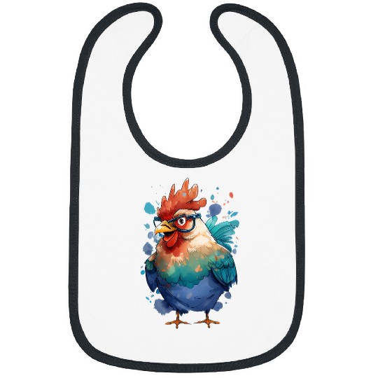 Chicken Watercolor Art Funny Chicken Lovers Bibs