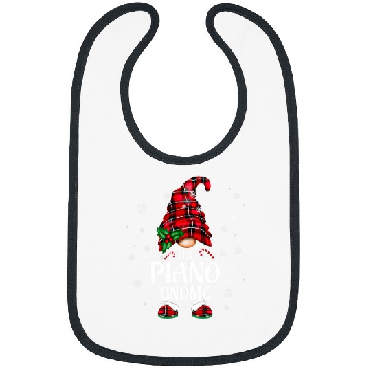 Funny Piano Music Gnome xmass Family Matching Plaid Christmas Gnomes Bibs