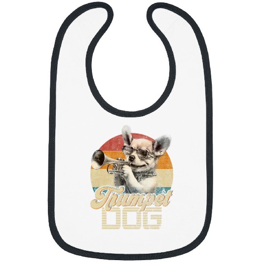 Funny Trumpet vintages Retro Dog Playing Trumpet Trumpeter Puppy Lover 1 Bibs