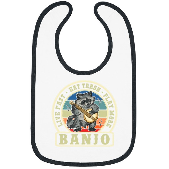 Funny Banjo Raccoons Play More Banjo Live Fast Eat Trash Bibs