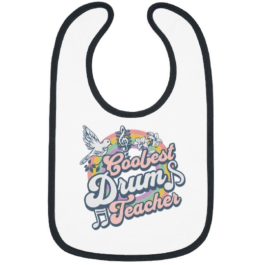 Coolest Drum Teacher Appreciation Rainbow Dove Music Drummer Bibs