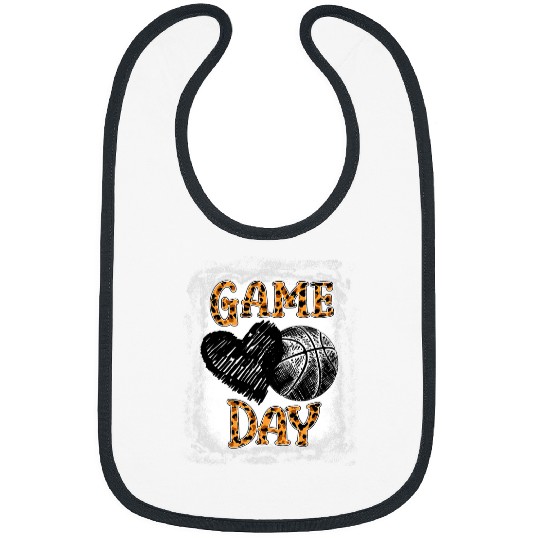 Funny Basketball Game Day Women Leopard Cheetah Basketball Lover 2 Bibs