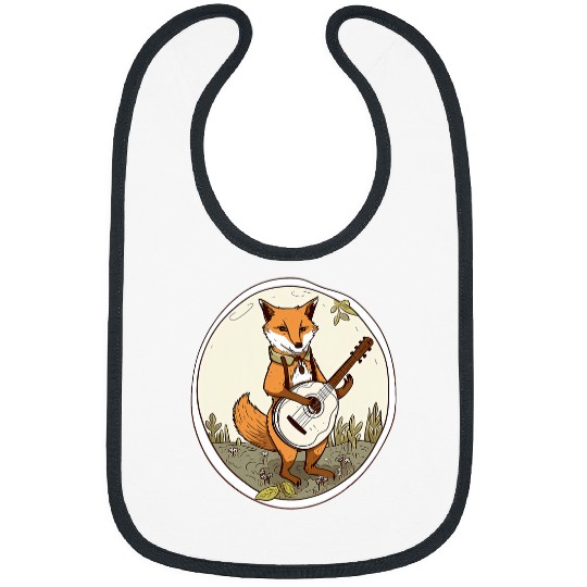 Funny Banjo Fox Lover Playing The Banjo in Cottagecore Aesthetic 21 Bibs