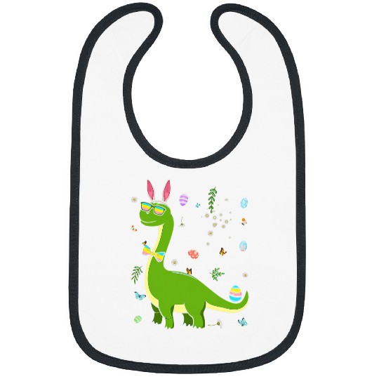 Brontosaurus Bunny Ears Egg Easter Day Dinosaur Dino 1 Bibs