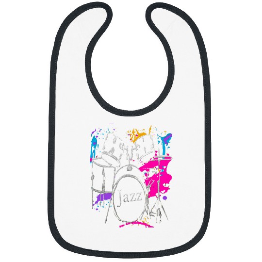 Funny Drummer Jazz Music Art Design Bibs