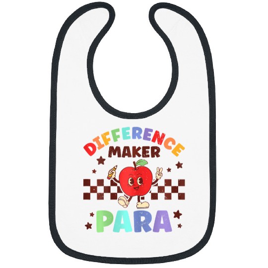 Difference Maker Para Paraprofessional Apple Teacher Retro Bibs
