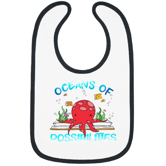 Book Reading Oceans of Possibilities Summer Reading Cute Octopus Bibs