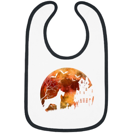 Halloween Giant Schnauzer Creepy Full Moon Haunted House Bibs
