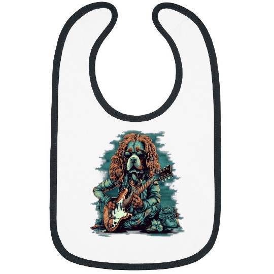 Funny Guitar Dog Cocker Spaniel Electric Guitar Rock Music English Cocker Spaniel Dog Bibs