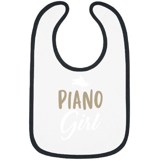 Funny Piano Music Girl Typography Graphic Tee for Pianists Girls Bibs