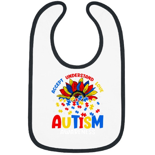 Autism Love Accept Understand Autism Awareness Autism Sunflower Neurodiverse Bibs