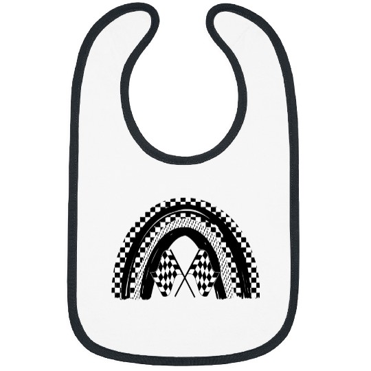 Checkered Rainbow Black White Racing Checkerboard Graphic 21 Bibs