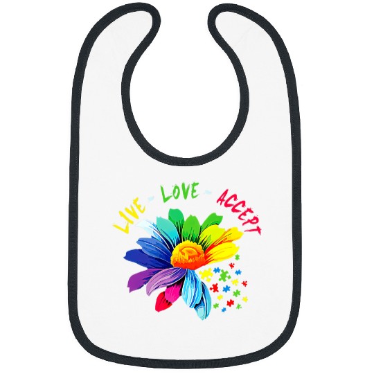 Autism Live Love Accept Autism Awareness Sunflower Neurodiverse Bibs
