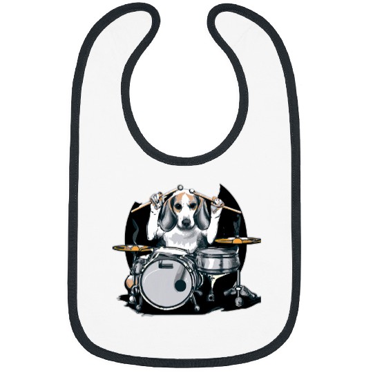 Funny Drummer Adorable Beagle Rocks Drumming Cute Beagle Playing Drums Bibs