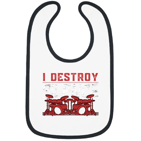 Funny Drummer I Destroy Silence Funny Drum Player Rock Music Band Bibs